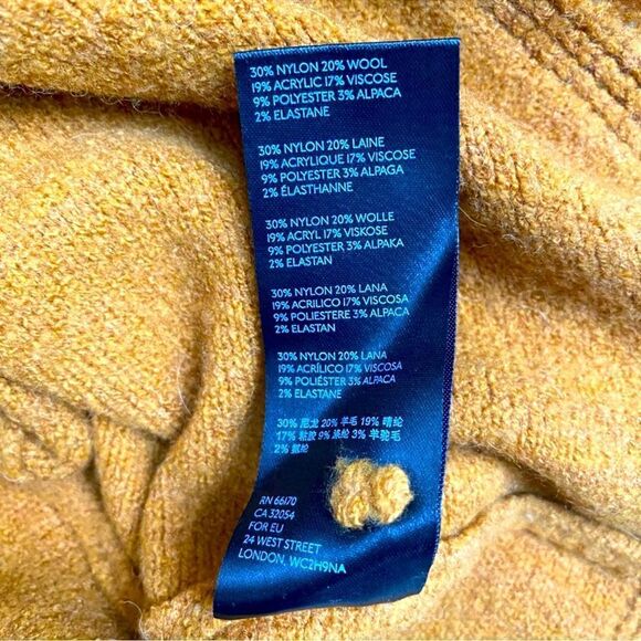 Anthropologie S Joy Mustard Soft Knit Fringe Hem V-Neck Jumper Sweater - Picture 15 of 16